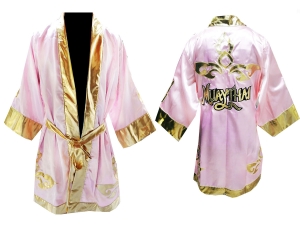 Custom Muay Thai Robe / Fight Robe : Pink/Gold